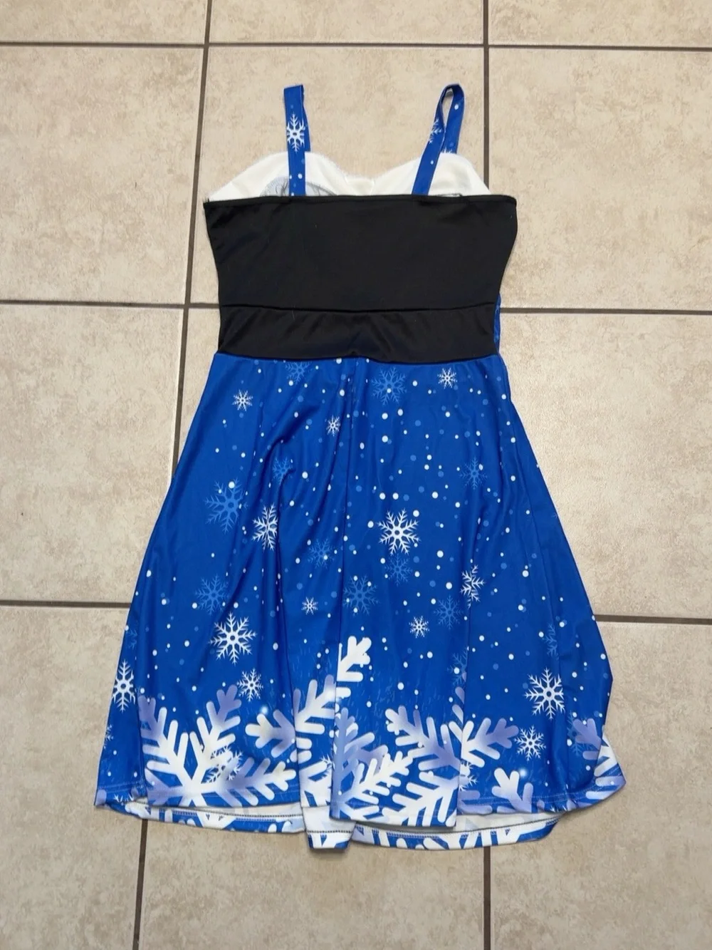 Blue Snowflake Faux Fur Trim Christmas Winter Dress Size Medium